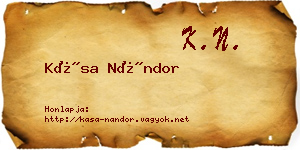 Kása Nándor névjegykártya
